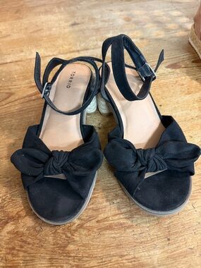 torrid Black Knot Bow Espadrille Wedge Sandals